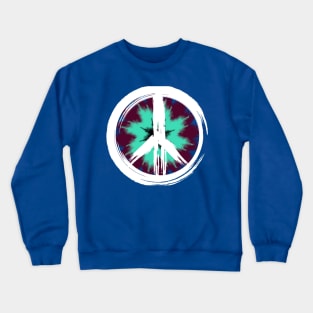 Maroon/Teal Tie-Dye Peace Sign Crewneck Sweatshirt